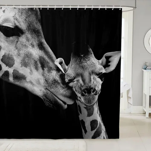 Vista 9 de Homewish Cortina de ducha de oso polar para niños, adultos, juego de cortina de baño de nieve y hielo, cortinas naturales impermeables