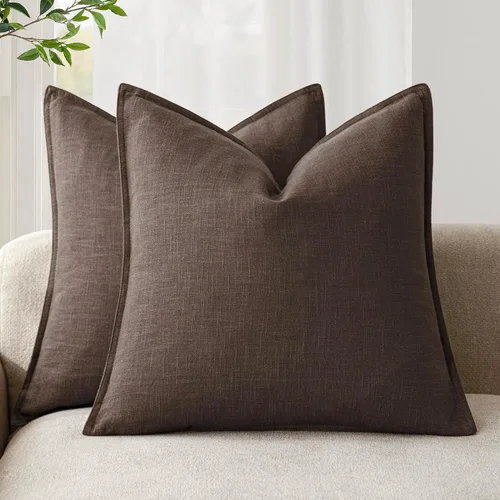 Vista 12 de Foindtower Juego de 2, Fundas Decorativas de Almohada de Lino Sólido Suaves Fundas de Cojín Europeo de Acento Estilo Granja Neutral para Silla Sofá