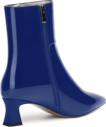 Vista 5 de NUMALEO Botas altas de tacón bajo grueso para mujer, con puntera puntiaguda, con cremallera, de 2 pulgadas