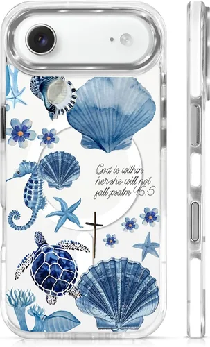 Vista 117 de Funda para iPhone 13 Pro, transparente con bonito patrón de tiburón azul, compatible con Magsafe funda protectora suave para mujeres y niñas (blanco)