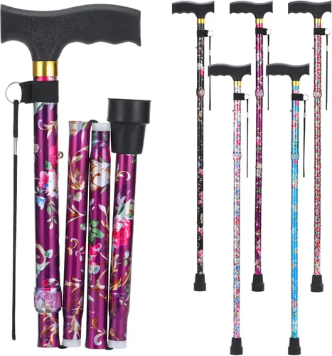 Vista 10 de PARLORA Bastón de caminar para mujeres y hombres, plegable, ligero, elegante, bastón plegable Bastones de caminar para personas mayores y adultos