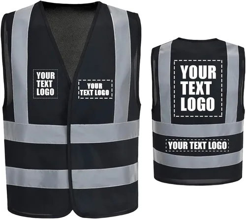Vista 19 de AYKRM chaleco de alta visibilidad de 12 colores con alta visibilidad reflectante para trabajo de construcción y seguridad (XS-8XL)