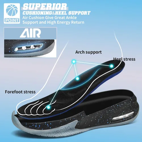 Vista 2 de ASHION Men's Basketball Shoes Mid Basketball Sneakers Non-Slip Outdoor Cushioning Workout Shoes