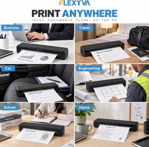 Vista 6 de Impresora térmica portátil, sin tinta, 8.5"x11", Bluetooth, negro