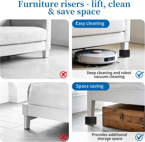 Vista 5 de Ezprotekt Elevadores de cama rectangulares ajustables que elevan hasta 1.5 pulgadas, elevadores de muebles adecuados para mesas, sofás, patas