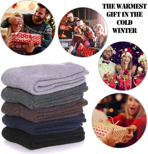 Vista 6 de MQELONG Womens 5 Pairs Soft Thick Comfort Casual Cotton Warm Wool Crew Winter Socks