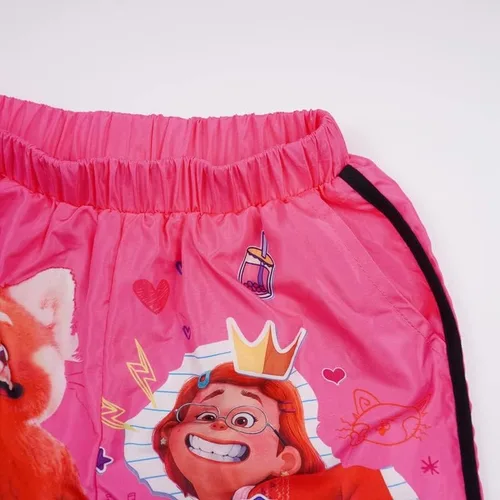 Vista 3 de Girls Cartoon Red Panda Princess Dress Short Sleeve Clothes Set Beach Shorts Cover Up for 3-8 Years