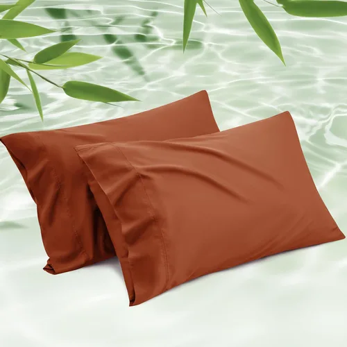 Vista 28 de Bedsure Fundas de almohada de tamaño estándar, fundas de almohada refrescantes, rayón derivado de bambú, color gris oscuro, juego de 2, fundas
