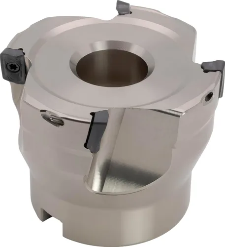 Vista 3 de Molino de cara indexable de 90° de 2" (Shell), para fresado de hombro cuadrado, diámetro del orificio del eje de 1", 4 flautas, con 4 piezas