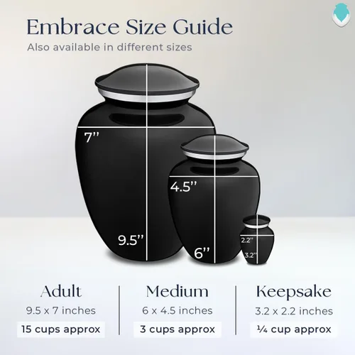 Vista 7 de Geturns Embrace - Urnas de cremación cruzadas personalizadas para adultos para cenizas humanas, urna funeraria grande negra para mujeres y hombres