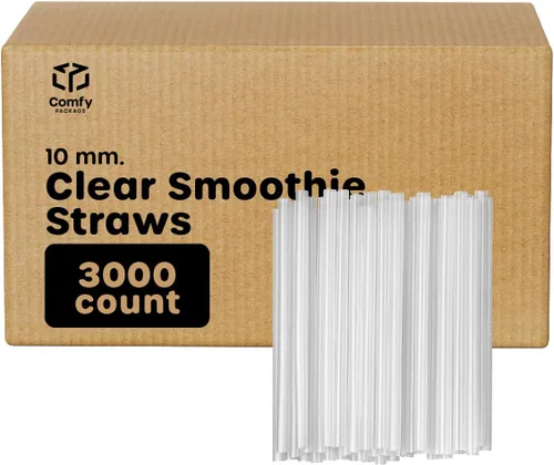 Vista 6 de Comfy Package Pajitas jumbo para batidos, paquete de 100 pajitas Boba y batido de plástico transparente