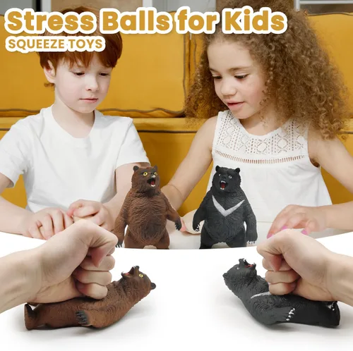 Vista 5 de ZTATU Pelotas antiestrés de oso negro para adultos (1 unidad) juguetes esponjosos para niños, bolas sensoriales, juguetes sensoriales para niños