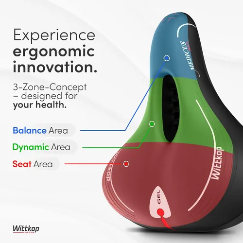 Vista 5 de Wittkop - Asiento de bicicleta de gran tamaño para bicicleta Peloton y bicicleta +, asiento de bicicleta cómodo, compatible con bicicletas Peloton