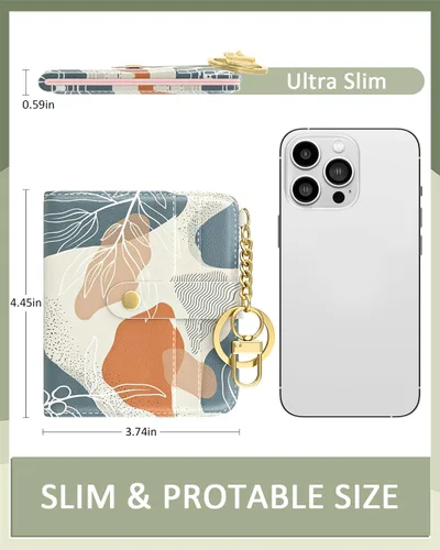 Vista 2 de Aiawoxc billetera para mujer, billeteras pequeñas RFID para mujer, cartera delgada y compacta para tarjetas de crédito, linda cartera de cuero