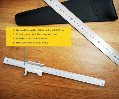 Vista 6 de Calibre Cruzado Paralelo 0-20cm (0-8 pulgadas) con 2 Escribidor de Carburo/Agujas, Calibradores Vernier de Acero Inoxidable, Indicador de Marcado