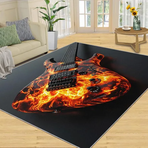 Vista 16 de Alfombra de guitarra, alfombra de 2 x 3 pies para entrada, alfombra de área musical, alfombra lavable de guitarra fresca para dormitorio, alfombra