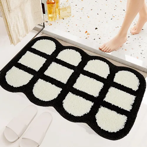 Vista 19 de UKELER ELER - Bonita alfombra de baño Chill Pill, azul, absorbente, antideslizante, lavable, suave, lanuda alfombra de ducha de 27.5 x 15.5 pulgadas