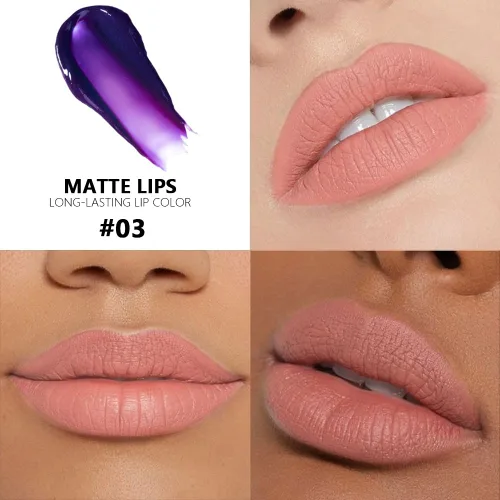 Vista 3 de evpct Tinte labial rosa nude cálido, acabado mate, a prueba de transferencia, delineador de labios que se despega, maquillaje brillante, de larga