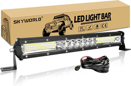 Vista 9 de SKYWORLD Barra de luz de trabajo LED de doble fila de 15 pulgadas, 108 W, 10800LM, haz de punto antiniebla, 6000 K, lámpara de conducción