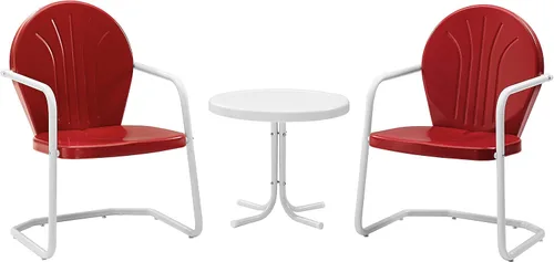 Vista 15 de Crosley Furniture Griffith - Juego de sillas y mesa auxiliar de 3 piezas, juego de mesa auxiliar de metal retro para porche, aguamarina