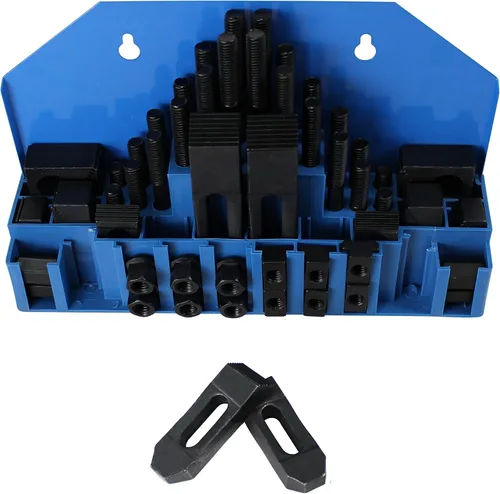 Vista 5 de HFS (R) 58pcs 5/8" Ranura 1/2"-13 Stud Hold Down Clamp Set Kit Bridgeport Mill Steel, Tratamiento térmico