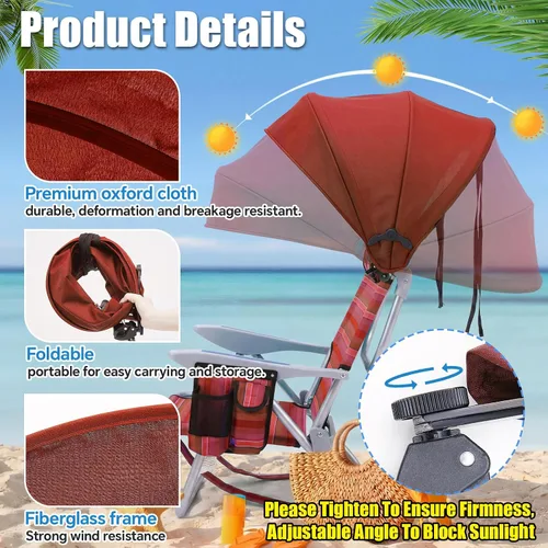 Vista 4 de DaisyInner 2 piezas de silla de playa sombrilla plegable extra grande con abrazadera ajustable para playa, camping, pesca, sala de estar al aire