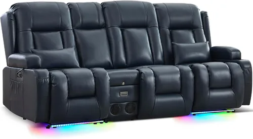 Vista 15 de URRED Sofá reclinable Power Loveseat con masaje y calor, gris ceniza