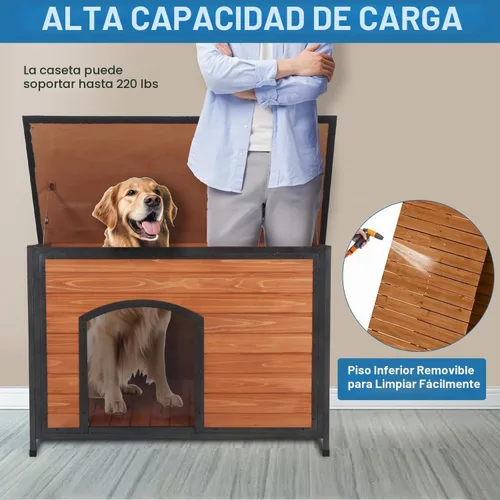 Vista 4 de FunXplore Casa para perros al aire libre, resistente a la intemperie, 34.3 pulgadas de largo, a prueba de masticación, para perros pequeños