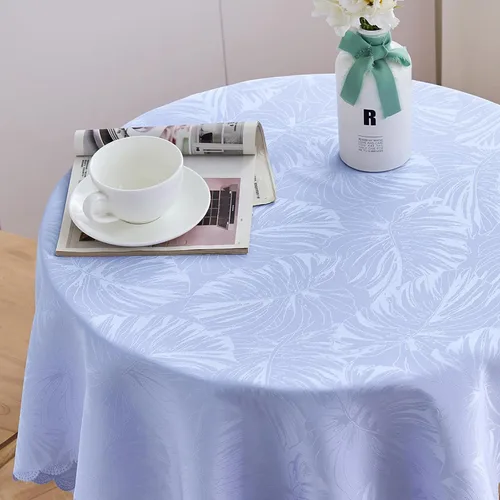 Vista 38 de Mantel Redondo Aqua Jacquard Pequeño de 40 Pulgadas, Manteles para Mesas de hasta 26" de Diámetro, Impermeable, Lavable, Sin Arrugas, Tela Suave