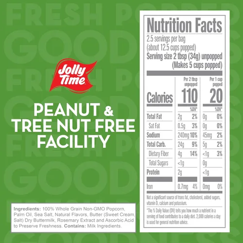 Vista 2 de Jolly Time Healthy Pop Buttery - Palomitas de maíz para microondas, bajas en grasa, sin gluten, sin OMG, bolsa para compartir de 3 onzas, 3 bolsas