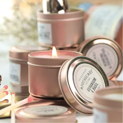Vista 6 de Latas de velas de oro rosa de 8 onzas, 12 piezas para hacer velas de bricolaje