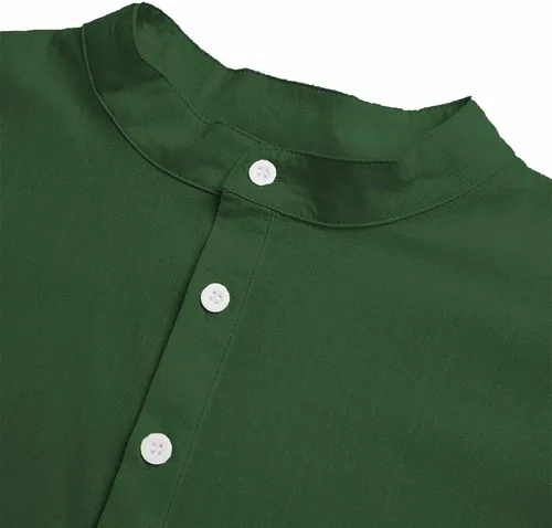 Vista 7 de Camisa hawaiana para hombre, manga corta, cuello en V, cuello en V, camisas de lino con botones, camisetas de crucero, camisetas casuales bohemias