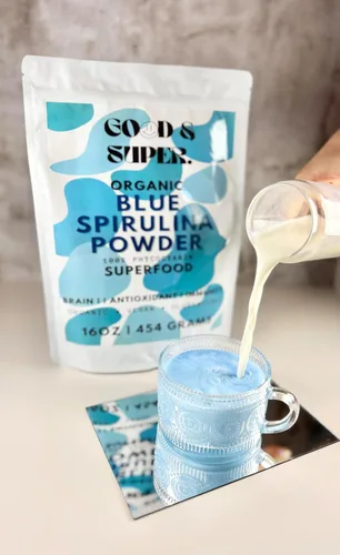 Vista 4 de Polvo de espirulina azul orgánico, paquete a granel de 1 libra, 100% ficocianina, superalimento puro de algas azules, para colorante natural