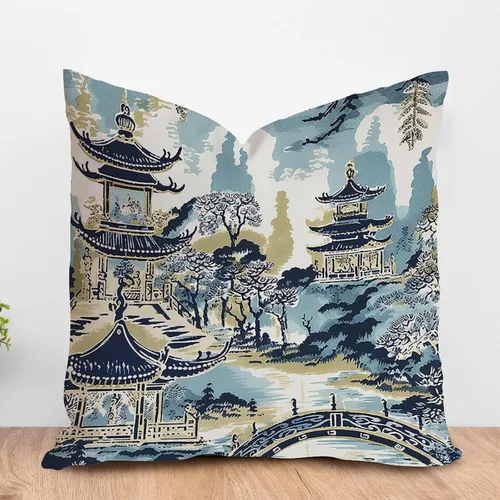 Vista 11 de ArogGeld Chinoiserie - Funda de almohada decorativa con diseño de pájaro y pájaro azul con flores y pájaros asiáticos, funda de cojín decorativa
