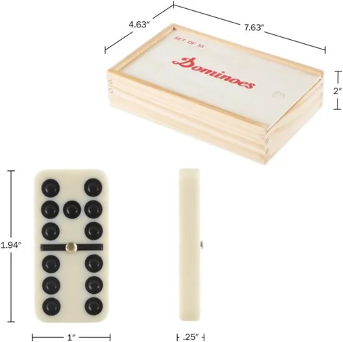 Vista 7 de Trademark Games - Juego de dominó con estuche de madera, 55 dominó dobles de nueve y práctica caja de almacenamiento, juegos familiares