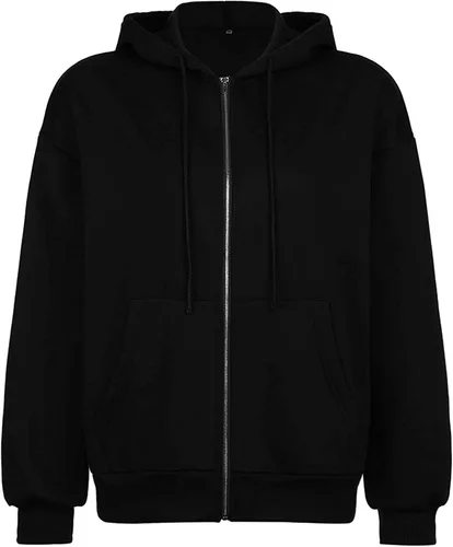Vista 4 de EFAN - Sudaderas con capucha para mujer, chaqueta oversized para otoño, sudaderas informales con cordón, cremallera Y2K y bolsillo