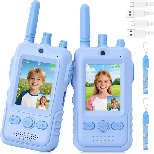 Vista 11 de Walkie Talkies de video para niños - Paquete de 2 recargables Azul
