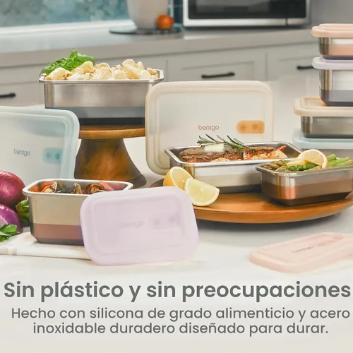 Vista 4 de Bentgo MicroSteel Heat & Eat - Contenedor de acero inoxidable a prueba de fugas Microwave-Safe, Airtight, Easy to Clean, Lightweight Food Storage