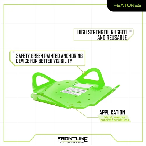 Vista 3 de Frontline RO4W Ancla multifunción de 4 vías Clasificación de resistencia: 5,000 libras Placa de anclaje de techo compatible con OSHA y ANSI