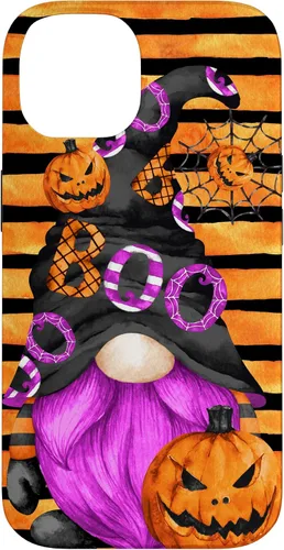 Vista 4 de iPhone 16 Halloween Gnome With Purple Beard Women Pumpkin Witchy Boo Case