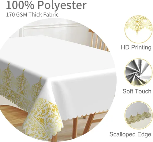 Vista 13 de Mantel rectangular floral de 52 x 70 pulgadas, color blanco y negro, estampado floral, a prueba de derrames y aceite, para cocina, comedor