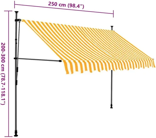 Vista 8 de vidaXL Toldo retráctil, toldo retráctil manual para patio al aire libre, toldo de refugio de sombra con LED para jardín, patio, balcón, 98.4 Naranja