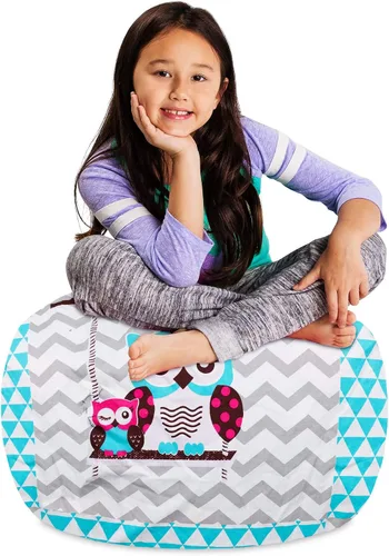 Vista 61 de Posh Creations Funda de puf para niños con almacenamiento para animales de peluche - Organizador de juguetes para niños, Mediano 68.58 cm - Lona