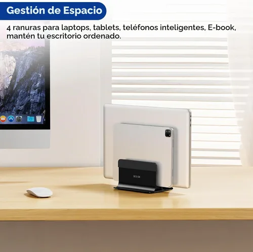 Vista 7 de BESIGN LS13 Soporte Vertical para Laptop para Escritorio, Soporte de Escritorio 4 en 1 para Laptops, Tabletas, Teléfonos Inteligentes
