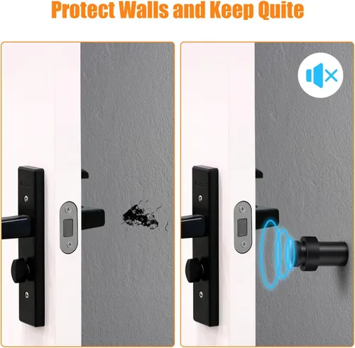 Vista 4 de Tope de puerta de piso de 2.5 pulgadas, cilíndrico negro, topes de puerta de goma modernos comerciales decorativos para puerta, protector de pared