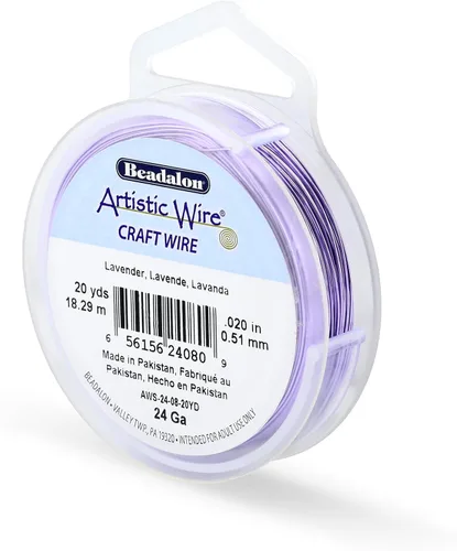 Vista 128 de Artistic Wire, Alambre de cobre de color chapado en plata de calibre 18, resistente al deslustre, amatista, 20 pies