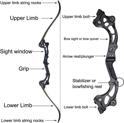 Vista 5 de SinoArt 64 "Takedown Recurve Bow Metal Riser 30-60Lbs diestro para tiro con arco caza