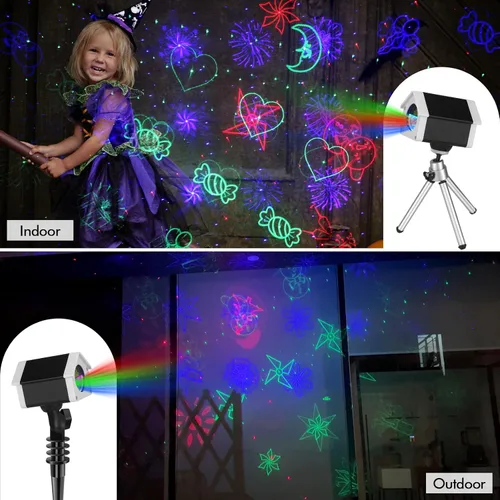 Vista 5 de Luces de proyector láser navideño Lunmore, proyección láser al aire libre de 30 patrones, proyectores de paisaje para interior, exterior, hogar
