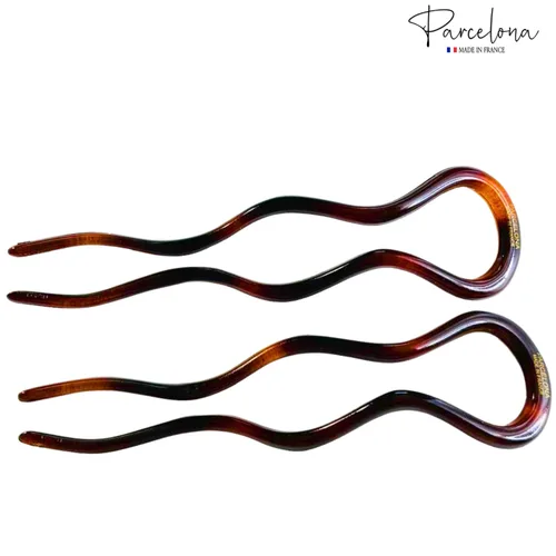 Vista 5 de Parcelona Francés Extra Grande 5 Pulgadas Tortuga Shell Ondulado Crink U En Forma De Horquilla De Pelo 2 Piezas Cellulose Acetate, Styling Hair