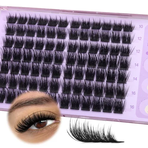 Vista 14 de Wispy Lash Racimos de Pestañas de Aspecto Natural Manga, Extensiones de Pestañas en Racimo de 0.39-0.630 in, Extensiones de pestañas en racimo en D